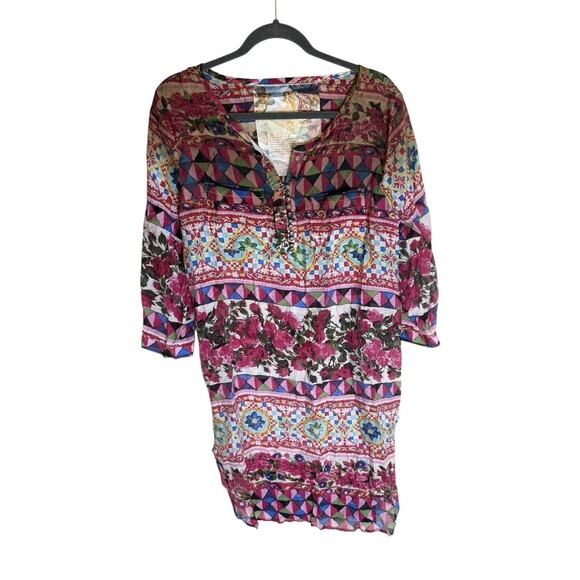 Pearls By Aratta Boho Floral Print Multicolor Tunic - Picture 1 of 4